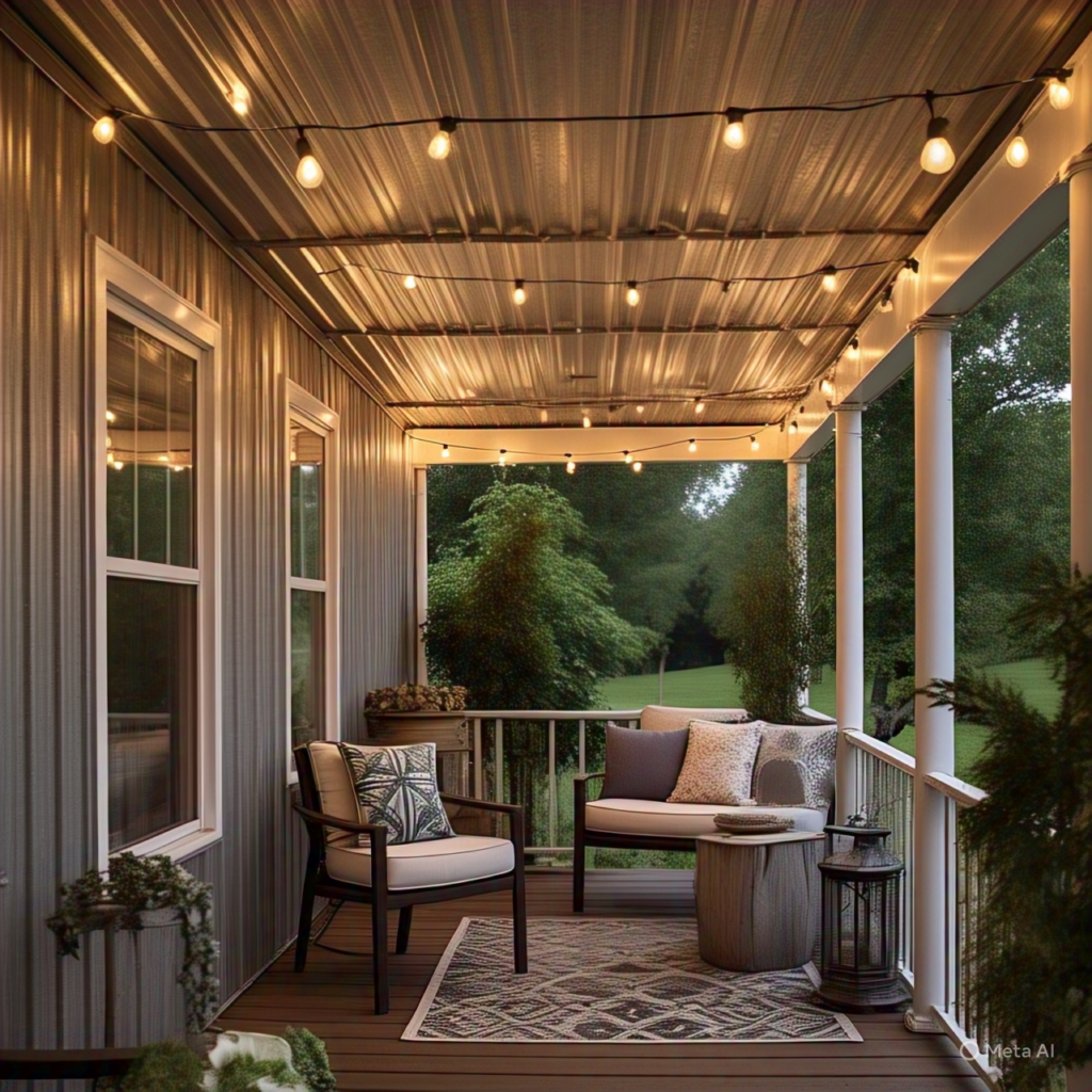 corrugated metal sheets Porch ceiling
